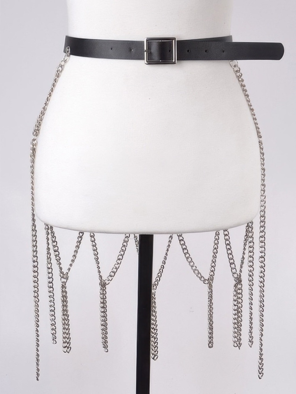 Leather Belt With Chain Skirt